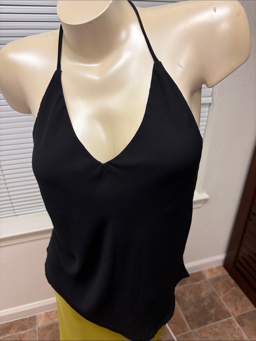 Black Halter V-Neck Women's Top